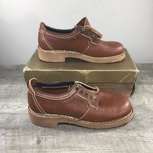 New Old Stock JCPenney Vintage Men's Leather Working Work Lace Up Shoes Size 7.5